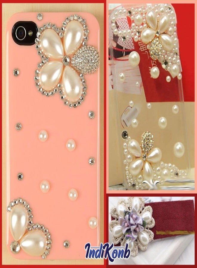 INDIKONB Half Cut Round and Tilak Drop Beads - Acrylic Beads for Crafts, Off White Cream Color - Image 4